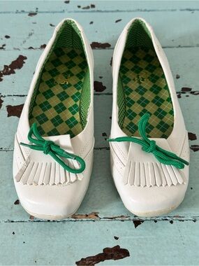 Y2K Size 8 Preppy Golf Tennis Inspired square Toe Ballet Flat Brand725 Originals